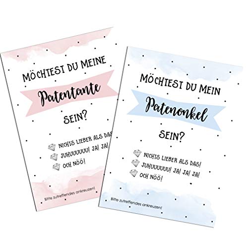 Postkarten Pate fragen 2er Set Patenonkel fragen Patentante fragen von Nastami