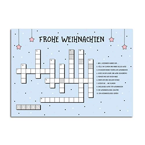 Weihnachtskarte KREUZWORTRÄTSEL Postkarte Weihnachten Grußkarte Weihnachtskarten lustig von Nastami