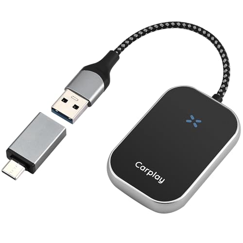 Nastopee CarPlay Wireless Adapter für Konvertieren Wired Carplay/Android Auto in kabellos, Wireless Android Auto 5.8GHz Schnellverbindung, Wireless Carplay Adapter Mini & stabil, USB C/A von Nastopee