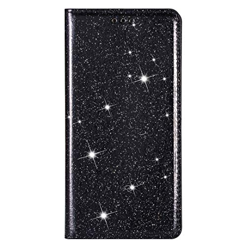 Hülle Glitzer für Samsung Galaxy S20 FE 5G/4G Handyhülle Bling Diamant Wallet Case Flip Cover PU Leder Tasche Malen Flipcase Schutzhülle Handytasche Skin Ständer Klapphülle Schale Bumper schwarz von Nasuza