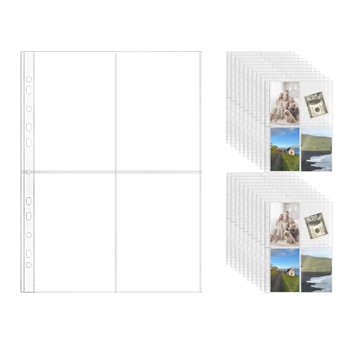 20 x A4-Blattschutzhüllen, transparent, 10,2 x 15,2 cm, Papierschoner für 3-Ringbinder, Notizbuch, Organizer (4 Fächer) von NatSumeBasics