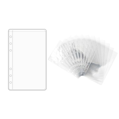 NatSumeBasics 12 A6 Bindertaschen, transparente Geldumschläge, PVC-Blattschoner für 6-Ring-Notizbuch, Planer, Taschen, Organizer, Fotos, Karten, Rechnungen (A6) von NatSumeBasics