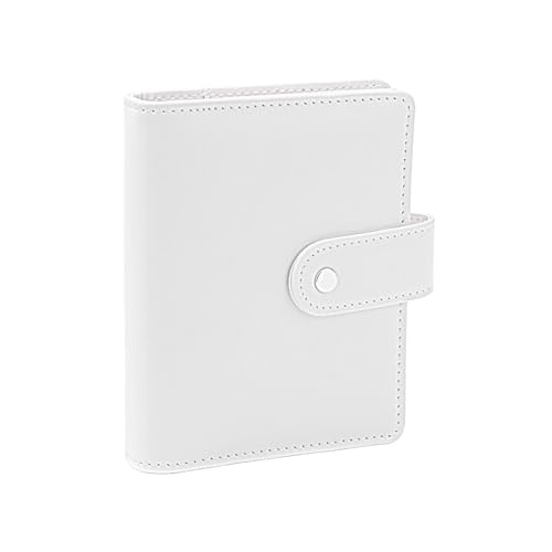 NatSumeBasics A7-Ordner-Einband, Budget-Ordner, Planer, Organizer, 6 Ringe, Notizbuchordner mit Druckknopf für Reisetagebuch, Füllordner (A7, Weiß) von NatSumeBasics