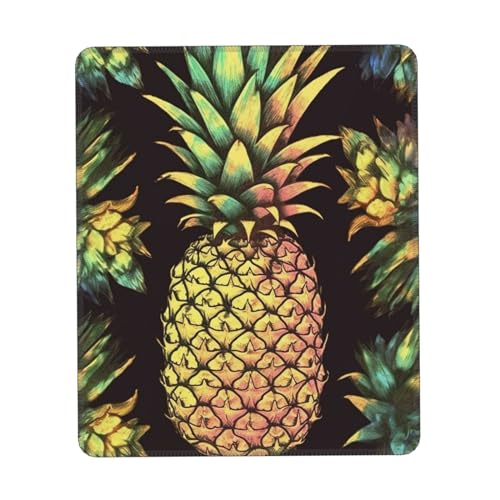 NatTco Mauspad mit Ananas-Druck, quadratisch, mit rutschfester Gummiunterseite, Gaming-Mauspad, wasserdicht, lustiges Mauspad, waschbar, Computer-Mauspads für Laptop, Büro, Zuhause, Arbeit, 21,1 x von NatTco