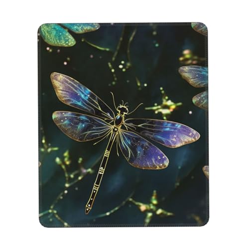 NatTco Mauspad mit Libellen-Druck, quadratisch, mit rutschfester Gummiunterseite, Gaming-Mauspad, wasserdicht, lustiges Mauspad, waschbar, Computer-Mauspads für Laptop, Büro, Zuhause, Arbeit, 21,1 x von NatTco