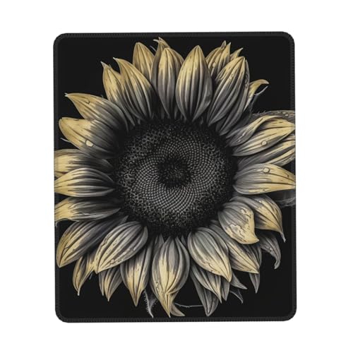 NatTco Mauspad mit Sonnenblumen-Motiv, quadratisch, mit rutschfester Gummiunterseite, Gaming-Mauspad, wasserdicht, lustiges Mauspad, waschbar, Computer-Mauspads für Laptop, Büro, Zuhause, Arbeit, 20,1 von NatTco