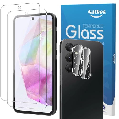 Natbok 2+2 Stück Schutzfolie für Samsung Galaxy A35 5G mit Kamera Panzer Schutz Glas Schutzfolie,Ultra-klar Schutzfolie,9H Härte,Ultrabeständig,Anti-Kratzen,Anti-Bläschen Displayschutzfolie Natbok 2+2 Stück Schutzfolie für Samsung Galaxy A35 5G mit Kamera Panzer Schutz Glas Schutzfolie,Ultra-klar Schutzfolie,9H Härte,Ultrabeständig,Anti-Kratzen,Anti-Bläschen Displayschutzfolie von Natbok