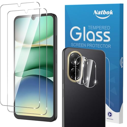 Natbok 2+2 Stück Schutzfolie für Xiaomi Redmi A5 4G mit Kamera Panzerglas Schutzglas,Ultra-klar Schutzfolie, 9H Härte,Ultrabeständig,Anti-Kratzen, Anti-Bläschen Displayschutzfolie von Natbok