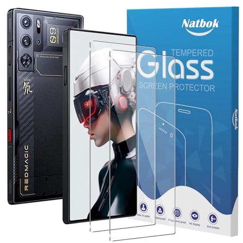 Natbok 2 Stuck Panzerglasfolie fur Red Magic 9 Pro/9 Pro+/Magic 8 Pro,Ultra-klar Red Magic 9 Pro Schutzfolie, 9H Härte,Ultrabeständig,Anti-Kratzen, Anti-Bläschen, Anti-Fingerabdruck Displayschutzfolie von Natbok