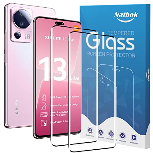 Natbok 2 Stück 3D Schutzfolie für Xiaomi 13 Lite Panzerglas, Ultra-klar Xiaomi 13 Lite 5G Displayschutzfolie, 9H Härte,Ultrabeständig,Anti-Kratzen, Anti-Bläschen, Anti-Fingerabdruck von Natbok