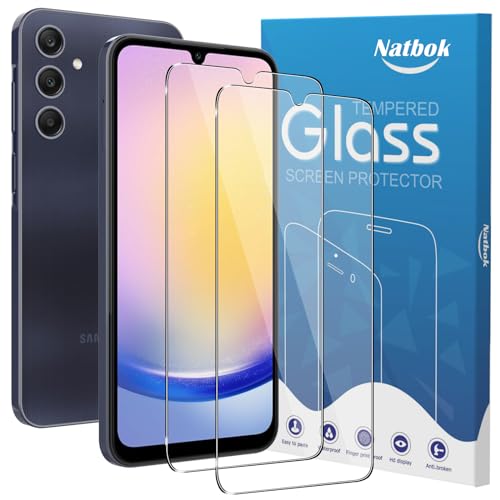 Natbok 2 Stück Panzerglas für Samsung Galaxy A25 5G/A24,Ultra-klar Samsung A25 Schutzfolie, 9H Härte,Ultrabeständig,Anti-Kratzen, Anti-Bläschen, Anti-Fingerabdruck Displayschutzfolie von Natbok