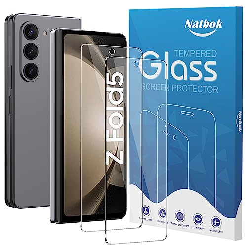Natbok 2 Stück Panzerglas für Samsung Galaxy Z Fold 5 5G,Ultra-klar Samsung Z Fold 5 Schutzfolie, 9H Härte,Ultrabeständig,Anti-Kratzen, Anti-Bläschen, Anti-Fingerabdruck Displayschutzfolie von Natbok