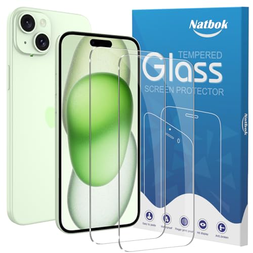 Natbok 2 Stück Panzerglas für iPhone 15 Plus/iPhone 15 Pro Max,Ultra-klar iPhone 15 Plus Schutzfolie, 9H Härte,Ultrabeständig,Anti-Kratzen, Anti-Bläschen, Anti-Fingerabdruck Displayschutzfolie von Natbok