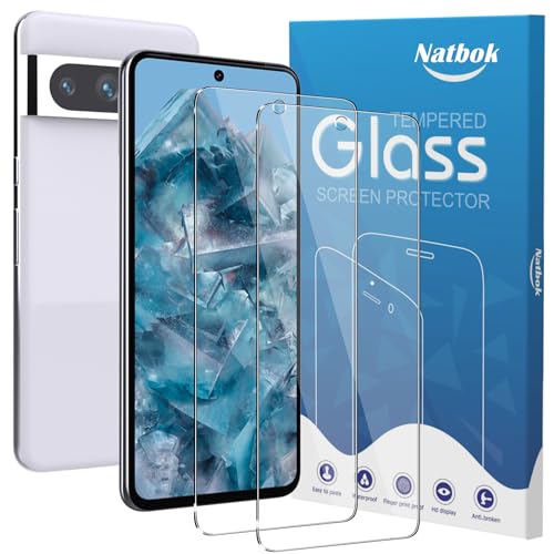 Natbok 2 Stuck Panzerglasfolie fur Google Pixel 8 Pro,Ultra-klar Google Pixel 8 Pro Schutzfolie, 9H Härte,Ultrabeständig,Anti-Kratzen, Anti-Bläschen, Anti-Fingerabdruck Displayschutzfolie von Natbok
