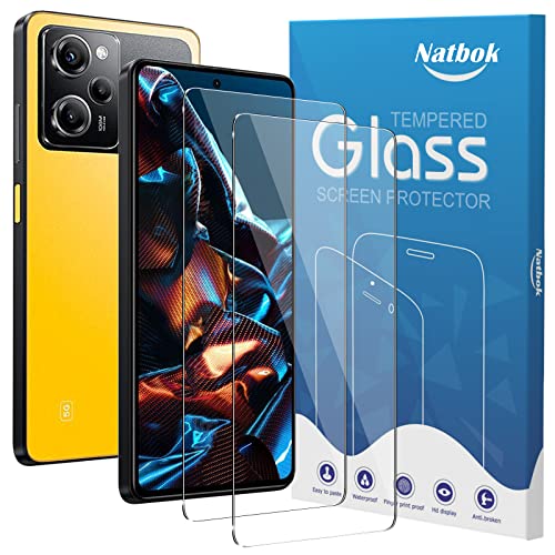 Natbok [2 Stück Panzerglasfolie für Xiaomi Poco X5 Pro 5G, 0.33mm Ultra-klar Displayschutzfolie, 9H Härte,Ultrabeständig Poco X5 Pro 5G Schutzfolie, Anti-Kratzen, Anti-Bläschen, Anti-Fingerabdruck von Natbok