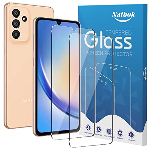 Natbok 2 Stück Schutzfolie für A34 5G,Ultra-klar Samsung A34 Schutzfolie, 9H Härte,Ultrabeständig,Anti-Kratzen, Anti-Bläschen, Anti-Fingerabdruck Displayschutzfolie von Natbok