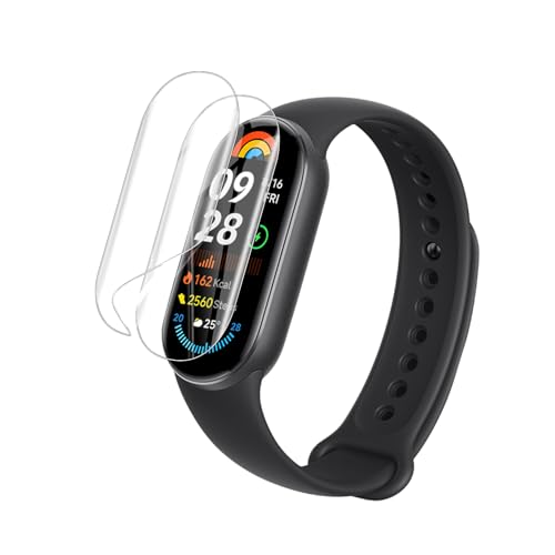 Natbok 2 Stück Schutzfolie für Xiaomi Smart Mi Band 9 1.62" 2024,Fingerabdruck-ID Unterstützen HD Displayschutzfolie,Anti- Kratze Bläschenfrei Mi Smart Band 9 Weich TPU Flexible Displayschutz von Natbok