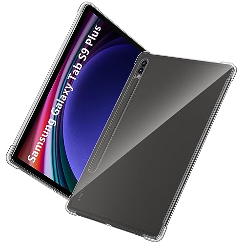 Natbok Hülle für Galaxy Tab S9 Plus, Fortschrittlicher Airbag-Fallschutz, Flexibles Silikon TPU, Stoßfest Kratzfest Vergilbungsfrei, Schlanke Passform Galaxy Tab S9 Plus Hülle, Transparent von Natbok