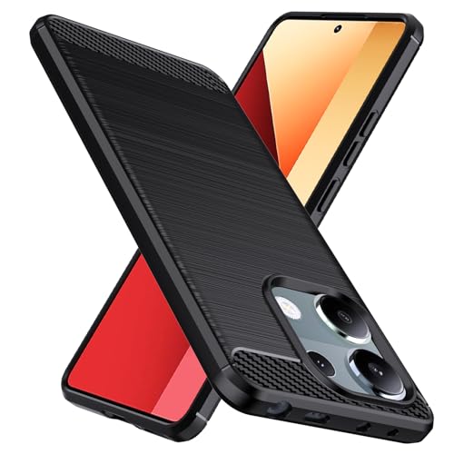 Natbok Hülle für Xiaomi Redmi Note 13 Pro 4G/Poco M6 Pro 4G (Nicht 5G), Weiches TPU Stoßdämpfung Handyhülle für Case, Kohlefaser Design Dünne SchutzHülle, Anti-Rutsch, Kratzfeste Hülle,Schwarz von Natbok
