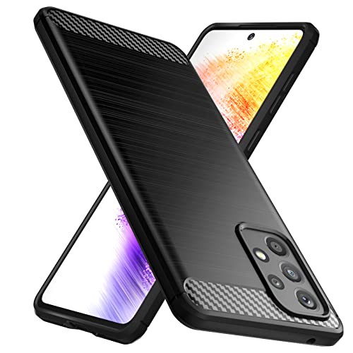 Natbok Kompatibel mit Samsung Galaxy A73 Hülle, Weiches TPU Stoßdämpfung Handyhülle für Samsung Galaxy A73, Kohlefaser Design Dünne SchutzHülle, Anti-Rutsch, Kratzfeste Samsung A73 Case,Schwarz von Natbok