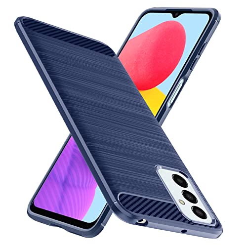 Natbok Kompatibel mit Samsung Galaxy M13 4G Hulle, Weiches TPU Stoßdämpfung HandyHulle fur Samsung Galaxy M13, Kohlefaser Design Dünne Samsung Galaxy M13 SchutzHulle, Anti-Rutsch, Kratzfeste,Blau von Natbok