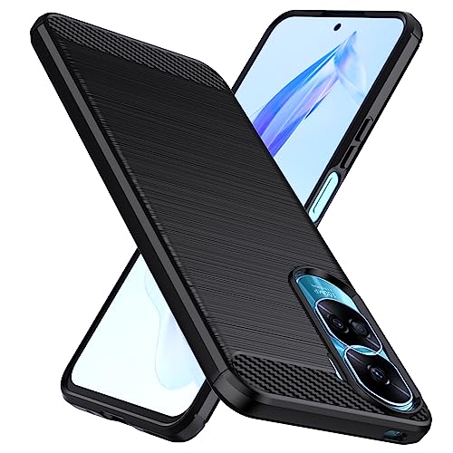 Natbok für Honor 90 Lite Hülle, Weiches TPU Stoßdämpfung Handyhülle für Honor 90 Lite Case, Kohlefaser Design Dünne SchutzHülle, Anti-Rutsch, Kratzfeste Honor 90 Lite Hülle,Schwarz von Natbok