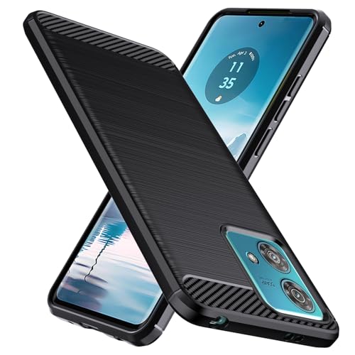 Natbok für Moto Edge 40 Neo Hülle, Weiches TPU Stoßdämpfung Handyhülle für Motorola Moto Edge 40 Neo Case, Kohlefaser Design Dünne SchutzHülle, Anti-Rutsch, Kratzfeste Moto Edge 40 Neo Hülle,Schwarz von Natbok