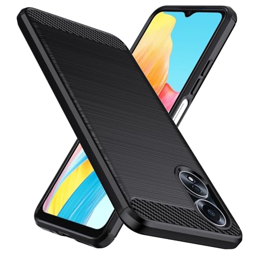 Natbok für Oppo A18 Hülle, Weiches TPU Stoßdämpfung Handyhülle für Oppo A18 Case, Kohlefaser Design Dünne SchutzHülle, Anti-Rutsch, Kratzfeste Oppo A18 Hülle,Schwarz von Natbok