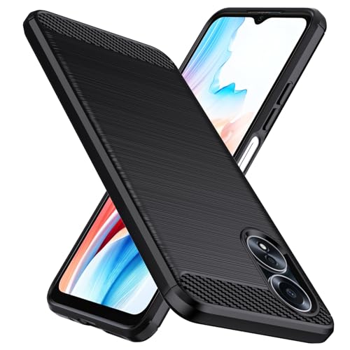 Natbok für Oppo A18 Hülle/Oppo A38 Hülle, Weiches TPU Stoßdämpfung Handyhülle für Oppo A18 Case, Kohlefaser Design Dünne SchutzHülle, Anti-Rutsch, Kratzfeste Oppo A38 Hülle,Schwarz von Natbok