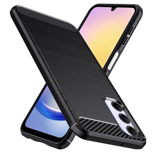 Natbok für Samsung Galaxy A25 5G Hülle, Weiches TPU Stoßdämpfung Handyhülle für Samsung A25 5G Case, Kohlefaser Design Dünne SchutzHülle, Anti-Rutsch, Kratzfeste Galaxy A25 5G Hülle,Schwarz von Natbok