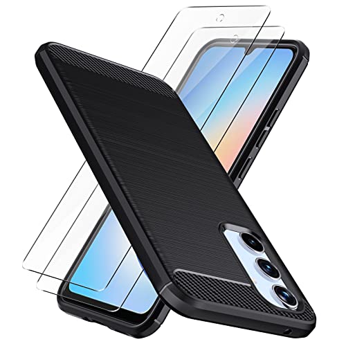 Natbok für Samsung Galaxy A34 5G Hülle mit 2 Stück Panzerglasfolie Schutzfolie,Stylisch Karbon Design Handyhülle Samsung A34,Dünne Weiche TPU Kratzfest Rutschfestes Stoßfest Schutzhülle Galaxy A34 von Natbok