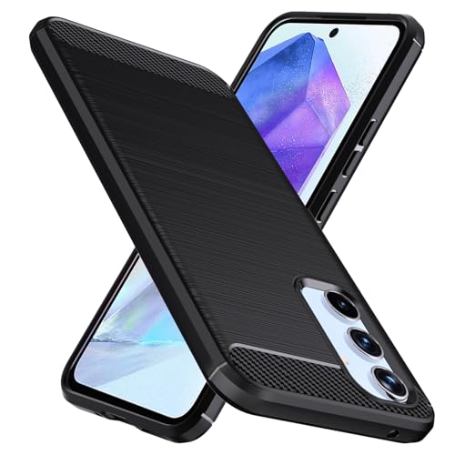 Natbok Hülle für Samsung Galaxy A55 5G Handyhülle, Weiches TPU Stoßdämpfung Handyhülle für Samsung A55 5G Case SchutzHülle, Anti-Rutsch, Kratzfeste Galaxy A55 Hülle, Schwarz von Natbok