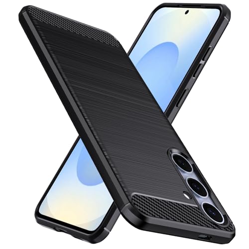 Natbok für Samsung Galaxy S25/S24 Hülle, Weiches TPU Stoßdämpfung Handyhülle für S25 Case, Kohlefaser Design Dünne SchutzHülle, Anti-Rutsch, Kratzfeste Samsung S25 5G Hülle,Schwarz von Natbok