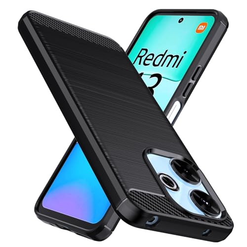 Natbok fur Xiaomi Redmi 13 4G Hulle, Weiches TPU Stoßdämpfung HandyHulle fur Xiaomi Redmi 13 4G Case, Kohlefaser Design Dünne SchutzHulle, Anti-Rutsch, Kratzfeste Xiaomi Redmi 13 4G Hulle,Schwarz von Natbok