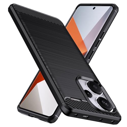 Natbok für Xiaomi Redmi Note 13 Pro Plus 5G Hülle, Weiches TPU Stoßdämpfung Handyhülle für Redmi Note 13 Pro + Case, Kohlefaser Design Dünne Hülle, Kratzfeste Redmi Note 13 Pro Plus Hülle,Schwarz von Natbok