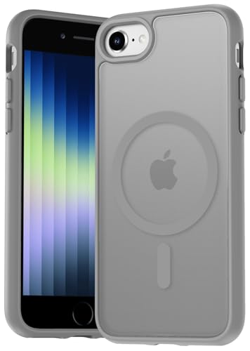 Natiiozie Magnetisch Hülle Kompatibel mit iPhone SE 3/2(2022/2020), iPhone 8/7, Matt Handyhülle Kompatibel mit MagSafe, Stoßfest Kratzfest Schutzhülle Nie Vergilbung Rückseite Dünn Case Grau von Natiiozie