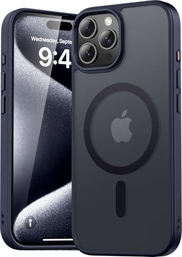 Natiiozie Magnetisch Hülle Kompatibel mit iPhone 15 Pro Max 6,7 Zoll, Matt Handyhülle Kompatibel mit MagSafe, Stoßfest Kratzfest Schutzhülle Nie Vergilbung rutschfest Rückseite Case Dunkelblau Natiiozie Magnetisch Hülle Kompatibel mit iPhone 15 Pro Max 6,7 Zoll, Matt Handyhülle Kompatibel mit MagSafe, Stoßfest Kratzfest Schutzhülle Nie Vergilbung rutschfest Rückseite Case Dunkelblau von Natiiozie