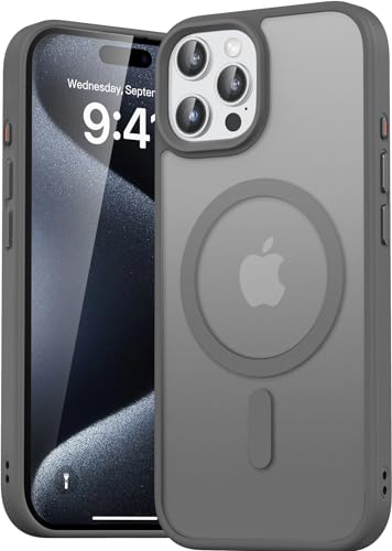 Natiiozie Magnetisch Kompatibel mit iPhone 15 Pro Max Hülle 6,7 Zoll, Matt Handyhülle Kompatibel mit MagSafe, Stoßfest Kratzfest Schutzhülle Nie Vergilbung rutschfest Rückseite Case Grau Natiiozie Magnetisch Kompatibel mit iPhone 15 Pro Max Hülle 6,7 Zoll, Matt Handyhülle Kompatibel mit MagSafe, Stoßfest Kratzfest Schutzhülle Nie Vergilbung rutschfest Rückseite Case Grau von Natiiozie