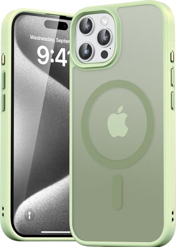 Natiiozie Magnetisch Hülle Kompatibel mit iPhone 15 Pro Max 6,7 Zoll, Matt Handyhülle Kompatibel mit MagSafe, Stoßfest Kratzfest Schutzhülle Nie Vergilbung rutschfest Rückseite Case Hell Grün Natiiozie Magnetisch Hülle Kompatibel mit iPhone 15 Pro Max 6,7 Zoll, Matt Handyhülle Kompatibel mit MagSafe, Stoßfest Kratzfest Schutzhülle Nie Vergilbung rutschfest Rückseite Case Hell Grün von Natiiozie