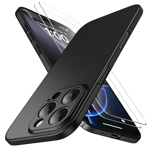 Natiiozie Ultra Dünn Handyhülle Kompatibel mit iPhone 16 Pro Hülle PP Case mit 2 Stück Schutzfolie, Slim Leicht Hartschale mit Voll Kameraschutz Kratzfeste Matt Schutzhülle - Schwarz Natiiozie Ultra Dünn Handyhülle Kompatibel mit iPhone 16 Pro Hülle PP Case mit 2 Stück Schutzfolie, Slim Leicht Hartschale mit Voll Kameraschutz Kratzfeste Matt Schutzhülle - Schwarz von Natiiozie
