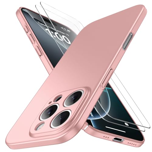 Natiiozie Ultra Dünn Handyhülle Kompatibel mit iPhone 16 Pro Hülle PP Case mit 2 Stück Schutzfolie, Slim Leicht Hartschale mit Voll Kameraschutz Kratzfeste Matt Schutzhülle - Roségold Natiiozie Ultra Dünn Handyhülle Kompatibel mit iPhone 16 Pro Hülle PP Case mit 2 Stück Schutzfolie, Slim Leicht Hartschale mit Voll Kameraschutz Kratzfeste Matt Schutzhülle - Roségold von Natiiozie