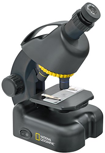 National Geographic 40-640x Mikroskop mit batteriebetriebener LED Durchlichtbeleuchtung, höhenverstellbarem Objekttisch, Smartphone Adapter und umfangreichem Zubehör, schwarz von National Geographic