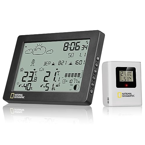National Geographic BaroTemp HZ Wetterstation - Präzises Thermometer, Hygrometer & Barometer, mit Wettervorhersage und mehr von National Geographic
