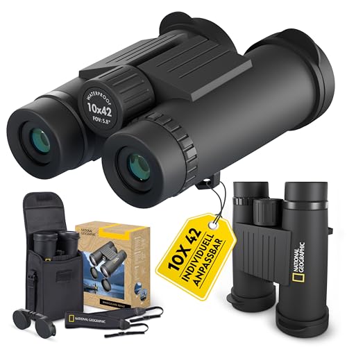National Geographic Fernglas 10x42 Dachkant wasserdicht mit voller Mehrschichtvergütung, Mitteltriebfokussierung, Stativanschlussgewinde, Schwimmgurt und Tragetasche National Geographic Fernglas 10x42 Dachkant wasserdicht mit voller Mehrschichtvergütung, Mitteltriebfokussierung, Stativanschlussgewinde, Schwimmgurt und Tragetasche von National Geographic