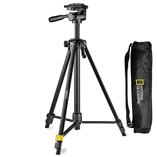 National Geographic Fotostativ-Kit, medium, 3-Wege-Kopf, Schnellwechselplatte, 3 Beinsegmente, Klemmverschluss, Kurbelmittelsäule, trägt bis zu 1.5 kg, Aluminium, NGHP00 [Exklusiv bei Amazon] von National Geographic