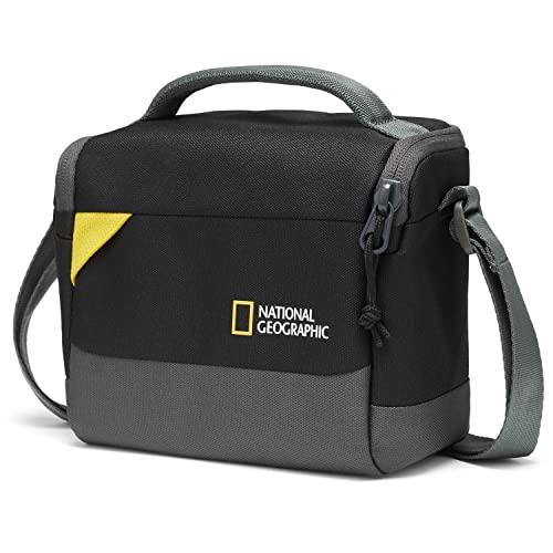 National Geographic Schultertasche Klein, Kameratasche für DSLR und Spiegellose Kameras mit Objektiv und Zubehör, Kabel, Verstellbarer Tragegurt, Ultraleicht, NG E1 2360, Schwarz [Amazon-Exklusiv] von National Geographic