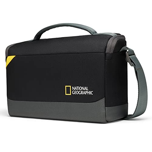 National Geographic Schultertasche Medium, Kameratasche für DSLR, Spiegellose Kameras mit Objektiv & Zubehör, Tablet-Fächer, Verstellbarer Tragegurt, Ultraleicht, NG E1 2370, Schwarz [Amazon-Exklusiv] von National Geographic