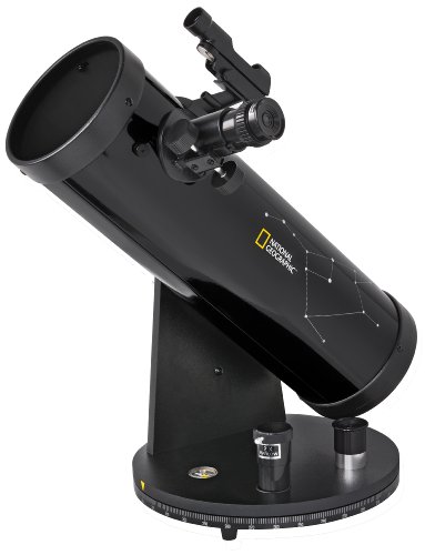 National Geographic Teleskop 114/500 Compact mit azimutaler Tischmontierung, Zubehörablage und LED-Leuchtpunktsucher in kompakter Dobson Bauweise, schwarz von National Geographic