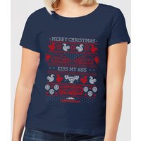 National Lampoon Merry Christmas Knit Damen Christmas T-Shirt - Navy Blau - L von National Lampoons