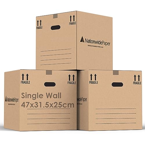Nationwide Paper Packung mit 5 großen, robusten Boxen, einwandig, perfekt für Lagerung, Versand und Umzug, 47 x 31,5 x 25 cm von Nationwide Paper